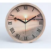 Tulup Holzuhr 30fi cm wanduhr - schwarze Spitzen - Malediven-Strand