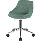 EUGAD 1x Bürohocker, Drehhocker, höhenverstellbar, mit Rollen, Samt, Türkis