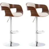 CLP 2er Set Barhocker Kingston C Stoff walnuss/creme