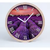Tulup Holzuhr 25fi cm wanduhr - weiße Spitzen - Lavendelfeld