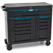 HBM Werkzeugwagen mit 12 Schubladen, 106 cm, schwarz-blau