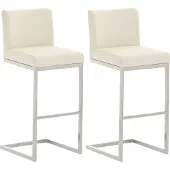 CLP 2er Set Barhocker Paros mit Kunstlederbezug Edelstahl Fußablage bis 240 kg creme