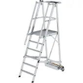 MUNK Günzburger Steigtechnik MUNK Podestleiter fahrbar mit schmaler Traverse 6 Stufen