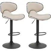 CLP 2er Set Barhocker Las Vegas V2 Kunstleder mit Fußstütze creme Gestell Farbe schwarz
