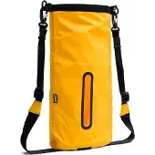 Capsuled Gelber Trockenbeutel 3L wasserdicht mit Rollverschluss, Schultergurt und durchsichtigem Peek-Fenster, 18x26x13 cm, für Fahrradausrüstung