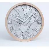 Tulup Holzuhr 20fi cm wanduhr - weiße Spitzen - Steinwand