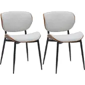 CLP 2er Set Esszimmerstuhl Enid mit Rückenlehne und Polsterung I Sessel walnuss/creme Material Stoff