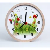 Tulup Holzuhr 30fi cm wanduhr - Wiese Landschaft