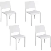 Dmora Outdoor-Stuhl Ancona Weiß, 4 Stapelstühle
