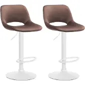 CLP 2er Set Barhocker Camden Samt drehbar und höhenverstellbar braun Material Gestell Metall matt weiss