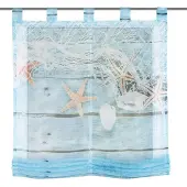 HOME WOHNIDEE Home Wohnideen Schlaufenraffrollo Voile Digitaldruck Maritim 140 x 80 cm Blau