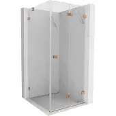 Mexen Lunar-F Faltdusche rechts 80 x 80 cm, transparent, gebürstetes Kupfer- 836-080-080-65-00-P
