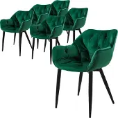 ML-Design 6er Set Esszimmerstuhl mit Rückenlehne, Dunkelgrün, aus Samt