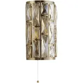 Licht-Erlebnisse Wandleuchte Metall Rauchglas E14 27 cm hoch mit Schalter in Messing Antik Champagner 2-flammig Art Déco