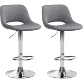 CLP 2er Set Barhocker Camden Samt drehbar und höhenverstellbar dunkelgrau Material Gestell Metall in Chromoptik