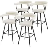 ML-Design Barhocker Drehbar 4Er Set Beige mit Teddy-Stoff 76 cm Hoch
