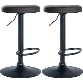 CLP 2er Set Barhocker Ponte Kunstleder höhenverstellbar und drehbar | Farbe schwarz Material Gestell Metall matt schwarz