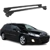 Omtec Dachträger für Peugeot 407 SW 2004-2006 Gepäckträger Grundträger Alu Schwarz 2x