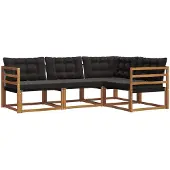 vidaXL Outdoor-Sofagarnitur 4 stk. Natürlich und Schwarz