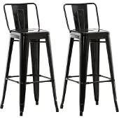 TPFLiving 2er Set Barhocker Massimo Metall Schwarz