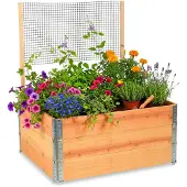 Relaxdays Hochbeet mit Rankhilfe, modular, Holz, für Kletterpflanzen, Pflanzkasten, HBT: 118x120x80 cm, Garten, natur