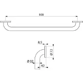 Delabie Haltegriff Basic D32 L500mm Edst. sat.