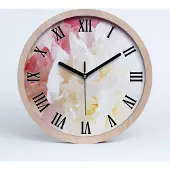 Tulup Holzuhr 20fi cm wanduhr - schwarze Spitzen - Pfingstrose