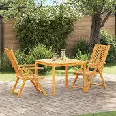 vidaXL Möbel 3-teiliges Garten Essset aus massivem Akazienholz - Gartentische 3154121