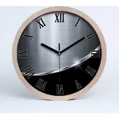 Tulup Holzuhr 30fi cm wanduhr - schwarze Spitzen - Metall Abstraktion