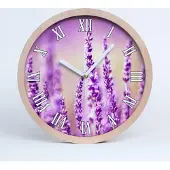 Tulup Holzuhr 20fi cm wanduhr - weiße Spitzen - Lavendel