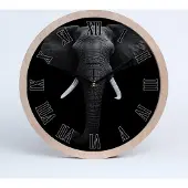 Tulup Holzuhr 25fi cm wanduhr - schwarze Spitzen - Afrikanischer Elefant