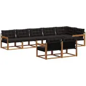 vidaXL Outdoor-Sofagarnitur 8 Stk. Natürlich und Schwarz