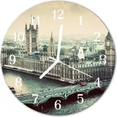 Tulup Glasuhr Wanduhr Küchenuhr Echt-Glas 30fi cm London grau