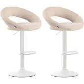 CLP 2er Set Barhocker Olinda Stoff weiß creme