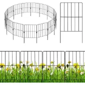 Costway 15 Stück dekorativer Gartenzaun, Beetzaun 60cm hoch, Steckzaun Metall, Dekozaun Absperrzaun Metallzaun, Zaun Komplettset rostfrei, Schwarz