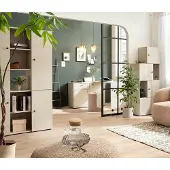 Lomadox Wohnzimmer Set 4-teilig mit Kommode mit integriertem Schreibtisch beige LORCA-80