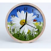 Tulup Holzuhr 30fi cm wanduhr - Marienkäfer-Blumen-Natur