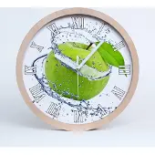 Tulup Holzuhr 30fi cm wanduhr - weiße Spitzen - grüner Apfel