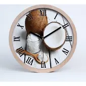 Tulup Holzuhr 30fi cm wanduhr - schwarze Spitzen - Kokosnussöl