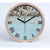 Tulup Holzuhr 25fi cm wanduhr - schwarze Spitzen - Kirschblüten