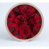 Tulup Holzuhr 20fi cm wanduhr - schwarze Spitzen - Rosen