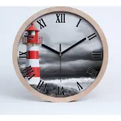 Tulup Holzuhr 20fi cm wanduhr - schwarze Spitzen - Leuchtturm