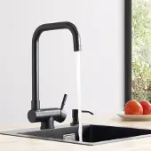 CECIPA Wasserhahn Küche 360° drehbar Küchenarmatur Edelstahl Spültischarmatur Küche matt Schwarz