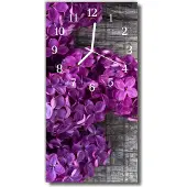 Tulup Glasuhr Wanduhr Küchenuhr Echt-Glas 30x60 Blumen Lila