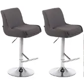 CLP 2er Set Barhocker Club Stoff chrom dunkelgrau