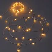 Hellum LED-Kupferkabel-Lichterkette Tauperlen 100 LEDs ww
