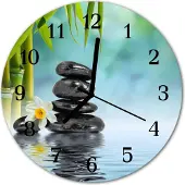 Tulup Glasuhr Wanduhr Küchenuhr Echt-Glas 30fi cm Steine mehrfarbig