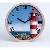 Tulup Holzuhr 20fi cm wanduhr - schwarze Spitzen - Leuchtturm