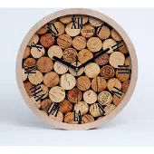 Tulup Holzuhr 20fi cm wanduhr - schwarze Spitzen - Weinkorken