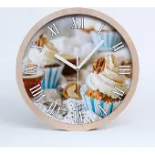 Tulup Holzuhr 20fi cm wanduhr - weiße Spitzen - Cupcakes